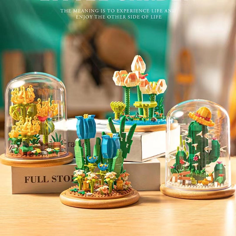 Yu Gao Building Blocks Flower Potted Rose Assembled Eternal Flowers Small Particle Building Blocks Creative Desktop Ornaments Toys - Image 5